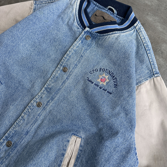 Vintage Denim Varsity Kolej Jacket (L)