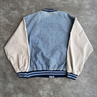 Vintage Denim Varsity Kolej Jacket (L)