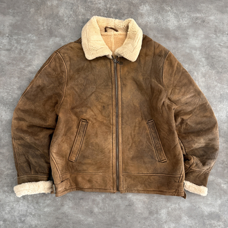 Amerikan Vintage Orijinal Kürklü Deri Ceket (L)