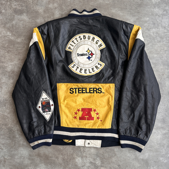 90s G-III Steelers Deri Kolej Ceket (XL)
