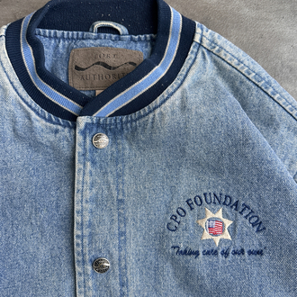 Vintage Denim Varsity Kolej Jacket (L)