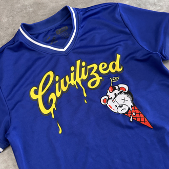 Civilized Mavi Grafik Baskılı Jersey (L)