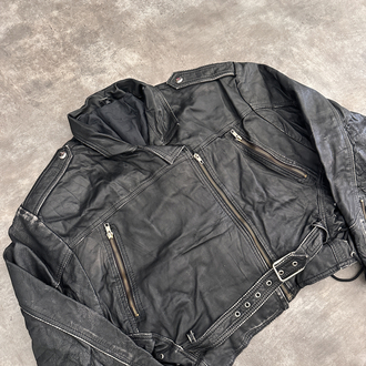 Amerikan Vintage Biker Orijinal Deri Ceket (XL)
