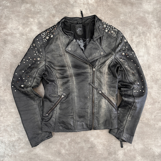 Amerikan Vintage Biker Deri Ceket (S)