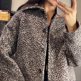 Leopar desenli kısa ceket