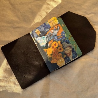 A6 Trifold Leopard-Printed Goat Leather Journal