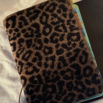 A6 Trifold Leopard-Printed Goat Leather Journal