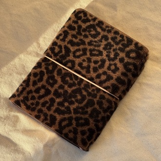 A6 Trifold Leopard-Printed Goat Leather Journal