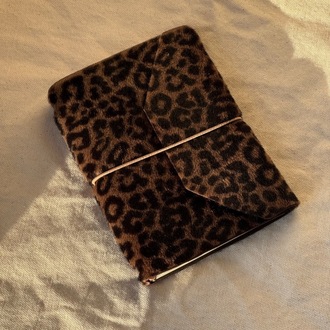 A6 Trifold Leopard-Printed Goat Leather Journal