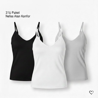 Woan Comfort 3’lü Kadın Atlet Seti | Nefes Alan, Günlük Konfor (Siyah-Beyaz-Gri)