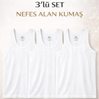 Woan Comfort 3'lü Set - Doğal Terletmeyen Yumuşak Dokulu Günlük Erkek Atlet
