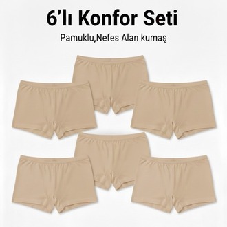 WOAN 6’lı Pamuklu Bayan Boxer Seti – Nefes Alan Konfor İç Giyim