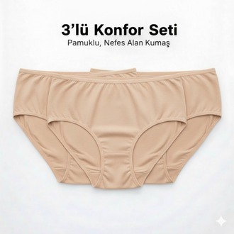 WOAN Pamuklu 3’lü Bayan Külot Seti – Nefes Alan Kumaş – M L XL XXL