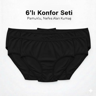 WOAN Pamuklu 6’lı Bayan Külot Seti – Nefes Alan Kumaş – M L XL XXL