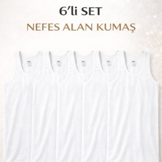 Woan Comfort 6'lı Set - Doğal Terletmeyen Yumuşak Dokulu Günlük Erkek Atlet