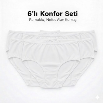 WOAN Pamuklu 6’lı Bayan Külot Seti – Nefes Alan Kumaş – M L XL XXL
