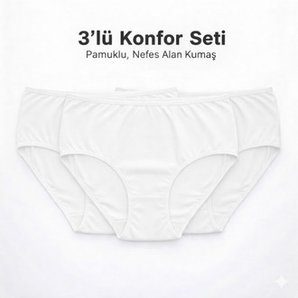 WOAN Pamuklu 3’lü Bayan Külot Seti – Nefes Alan Kumaş – M L XL XXL