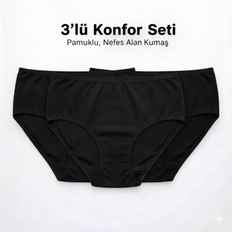 WOAN Pamuklu 3’lü Bayan Külot Seti – Nefes Alan Kumaş – M L XL XXL