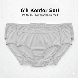 WOAN Pamuklu 6’lı Bayan Külot Seti – Nefes Alan Kumaş – M L XL XXL
