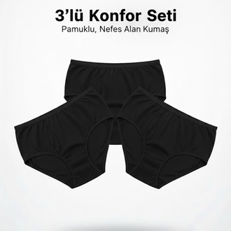 WOAN Pamuklu 3’lü Bayan Külot Seti – Nefes Alan Kumaş – M L XL XXL