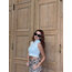 Beyaz Balıkçı Yaka Fitilli Crop Top