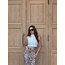 Beyaz Balıkçı Yaka Fitilli Crop Top