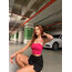 Pembe Büzgülü İp Askılı Crop Top