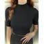 Siyah Dik Yaka Kısa Kollu Crop Top
