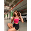 Pembe Büzgülü İp Askılı Crop Top