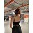 Siyah İp Askılı Dekolteli Crop Top