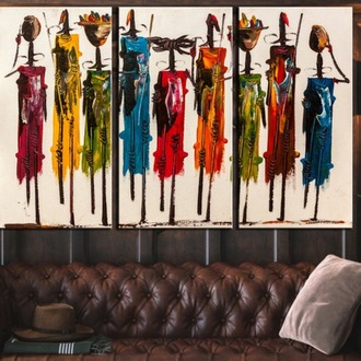 Masai People Canvas Art, Abstract Boho Wall Decor