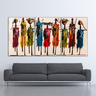 Masai People Canvas Art, Abstract Boho Wall Decor