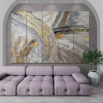 Gold Marble Abstract Canvas Art, Modern Gray Wall Decor