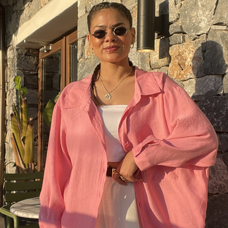 Pembe Tencel kumaş gömlek