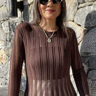 Kaçık model kahverengi merserize triko 