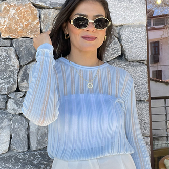 Kaçık model mavi merserize triko