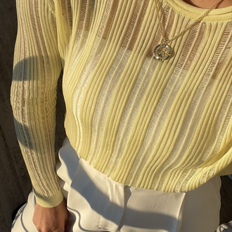Kaçık model sarı merserize triko