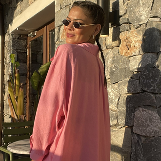 Pembe Tencel kumaş gömlek