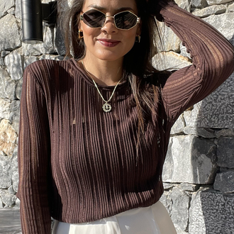 Kaçık model kahverengi merserize triko 