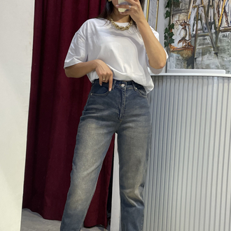 Likralı efektli boyfriend jean