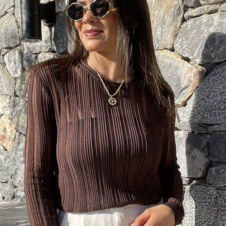 Kaçık model kahverengi merserize triko 