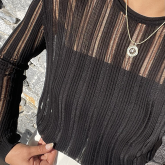 Kaçık model siyah merserize triko 