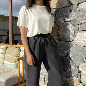 Massimo tozlu siyah Tencel pantolon