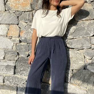 Massimo lacivert tencel pantolon