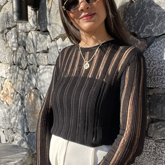 Kaçık model siyah merserize triko 