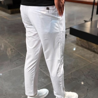 Milano Premium Metal Logolu Beyaz Chino Pantolon