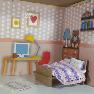 AHŞAP OYUNCAK EV İKİ KATLI UNICORN DESENLİ