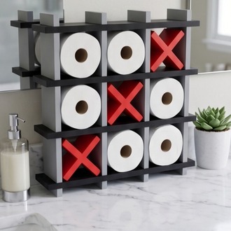 XOX Tasarımlı Tuvalet Kağıdı Rafı - Banyo Dekoratif - Tic-Tac-Toe Toilet Paper Holder