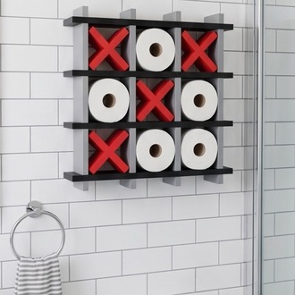 XOX Tasarımlı Tuvalet Kağıdı Rafı - Banyo Dekoratif - Tic-Tac-Toe Toilet Paper Holder
