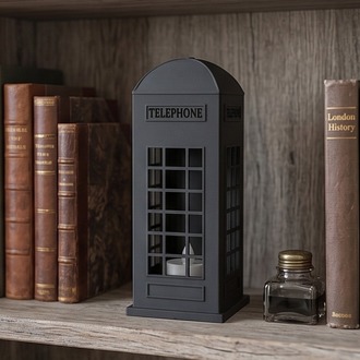 Nostaljik Londra Temalı Tealight Mum Tutucu - 3D Tasarım Dekoratif Obje